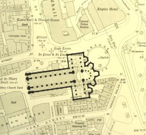 30 Mar-7 Apr: Location of John of Tours' Cathedral in relation to modern Bath
